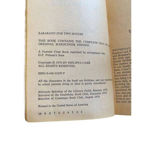 Saraband For Two Sisters 1976 Paperback Romance Novel Book - Picture 8 of 12